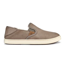 Best Pirce 🔥 Olukai 👩 Women's Pehuea Heu Leather Slipper 👟 Sneakers - Taupe Grey 🤩