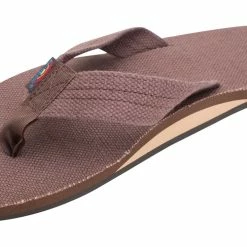 Deals 🔔 Rainbow 🩴 Sandals Rainbow Men's Single Layer Brown Hemp Flip Flops 🔥