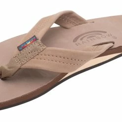 Deals 💯 Rainbow 🩴 Sandals Rainbow 👩 Women's Single Layer Premier Leather 1" Strap Dark Brown ✔️