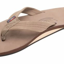 Cheap 💯 Rainbow 🩴 Sandals Rainbow Men's Single Layer Premier Leather 1" Strap Dark Brown 🥰