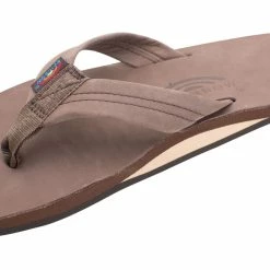 Budget ⌛ Rainbow 🩴 Sandals Rainbow Men's Single Layer Premier Leather 1" Strap Expresso 🧨