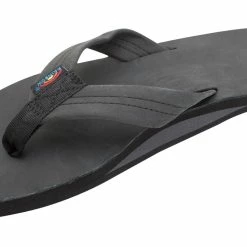 Outlet 🔔 Rainbow 🩴 Sandals Rainbow Men's Single Layer Premier Leather 1" Strap Black 💯