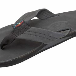 Best Sale ✨ Rainbow 🩴 Sandals Rainbow 👩 Women's Single Layer Premier Leather 1" Strap Black 👍