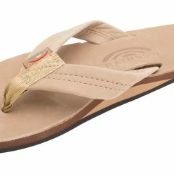 Promo 🤩 Rainbow 🩴 Sandals Rainbow 👩 Women's Single Layer Premier Leather 1" Strap Sierra Brown 🔔
