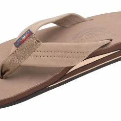 New 🎉 Rainbow 🩴 Sandals Rainbow 👩 Women's Double Layer Premier Leather 1" Strap Dark Brown 💯