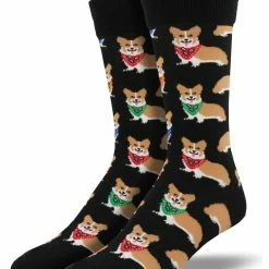 Cheap 😀 Socksmith Men's Corgi 🧦 Socks - Black ⭐