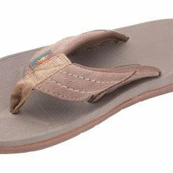 Outlet 🎁 Rainbow 🩴 Sandals Rainbow Men's East Cape Molded Rubber With Natural Suede Strap Brown ⌛