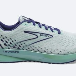 Promo 💯 Brooks 👩 Women's Levitate 5 - White/Navy Blue/Yucca ✔️