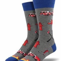 New 🥰 Socksmith Men's Firefighter 🧦 Socks - Gray Heather ⭐