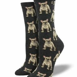 Hot Sale 👏 Socksmith 👩 Women's Frenchie 🧦 Socks - Charcoal Heather ⌛