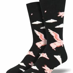 Discount 🔥 Socksmith Men's Flying Pig 🧦 Socks - Black 🎁