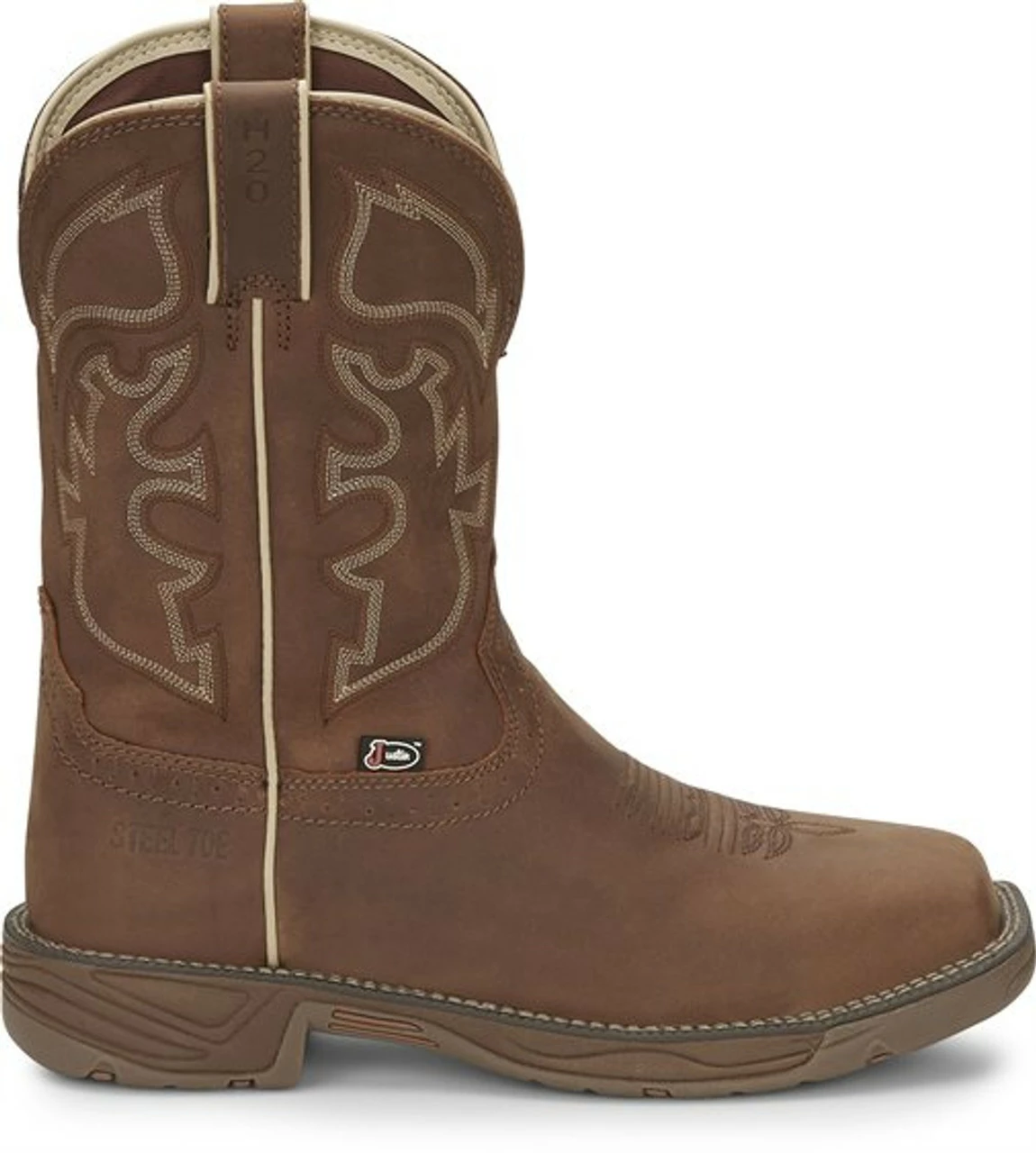 Promo ๐ Justin ๐ฅพ Boots Rush Steel Toe Saddle Tan โจ