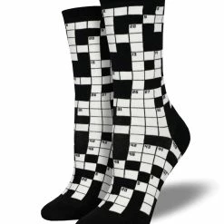 Cheapest 🎁 Socksmith 👩 Women's Sunday Crossword 🧦 Socks - Black 🎉
