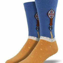 Discount 👍 Socksmith Men's Beer Taps 🧦 Socks - Blue Fog 🌟